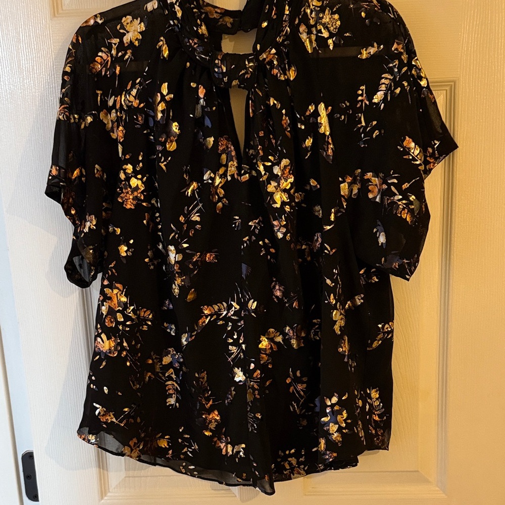 Floral metallic Rachel Roy  Black Women's Top